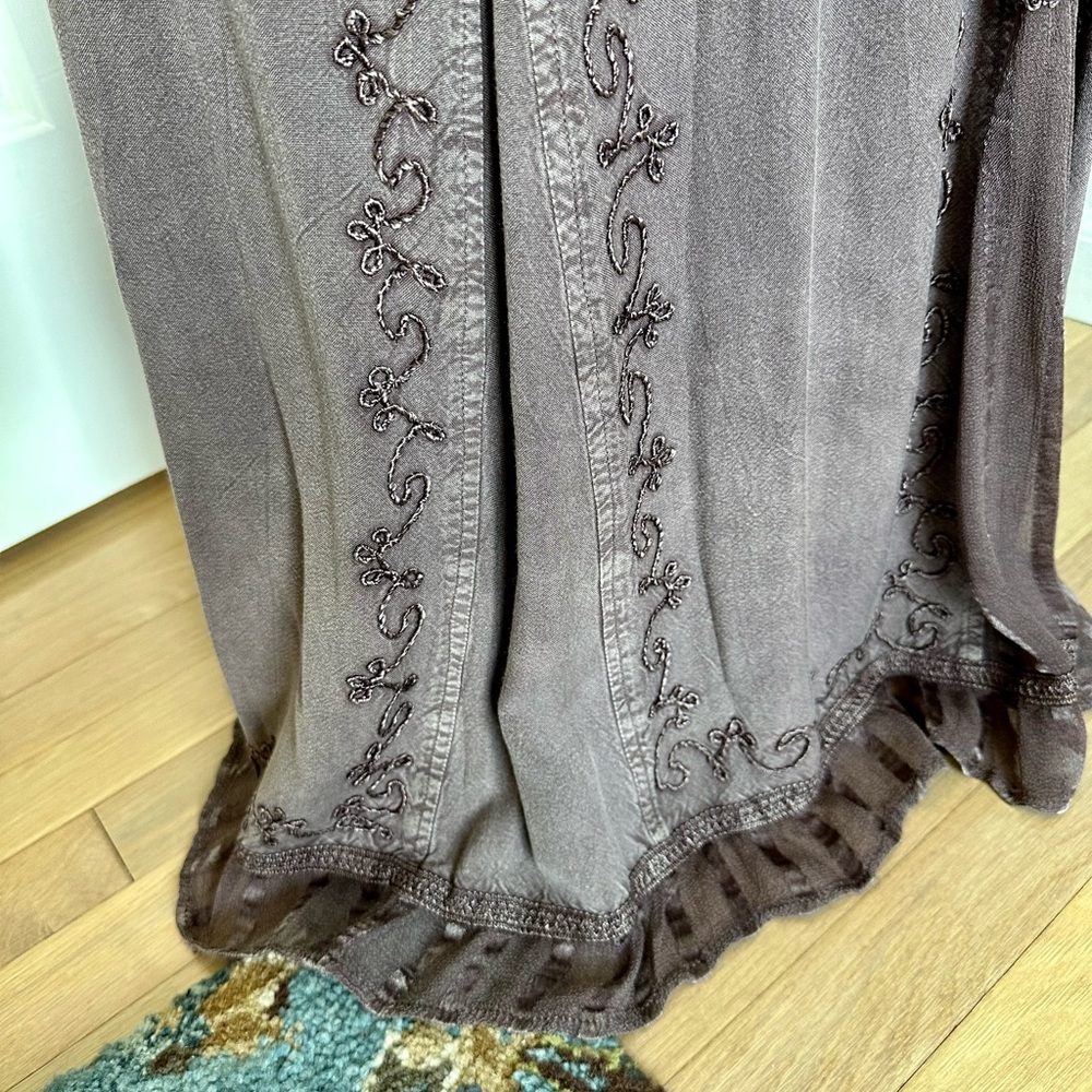 NWOT Strapless Tube Top Maxi Dress Embroidered Plum Sz XL Fits Most - Picture 5 of 9
